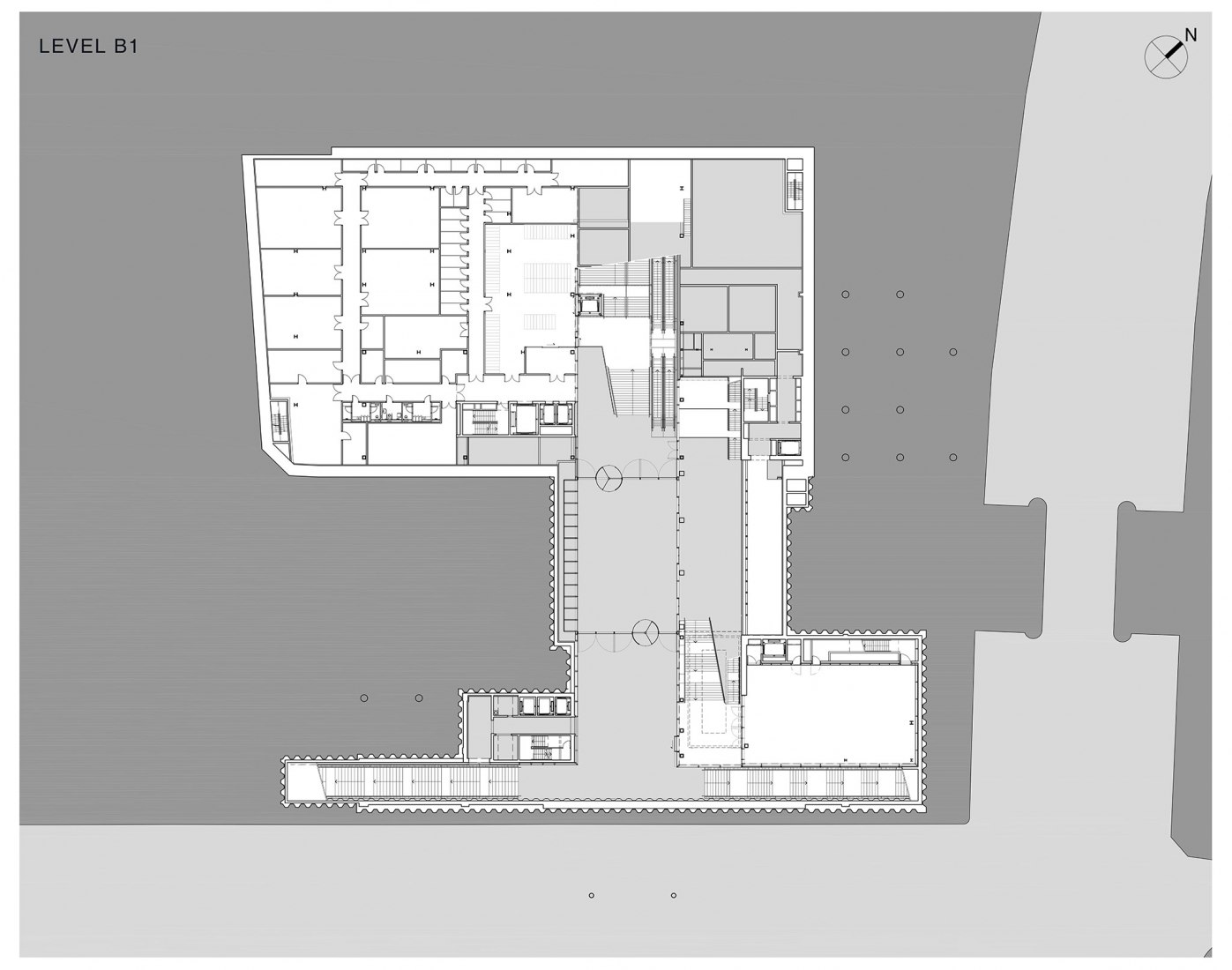 Basement -1 floor plan. BLOX / DAC by OMA. Image courtesy of OMA