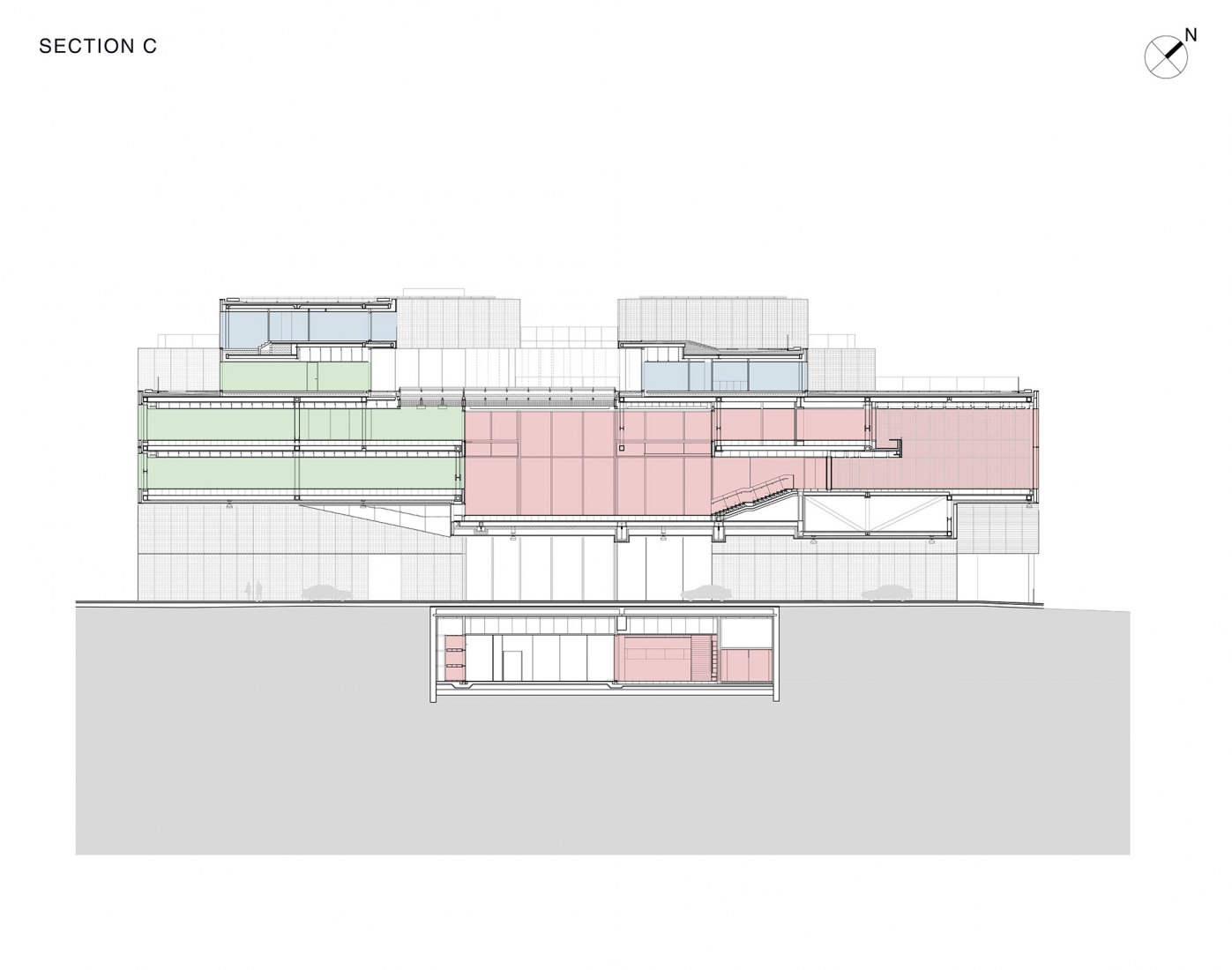 Program. Section s-c. BLOX / DAC by OMA. Image courtesy of OMA