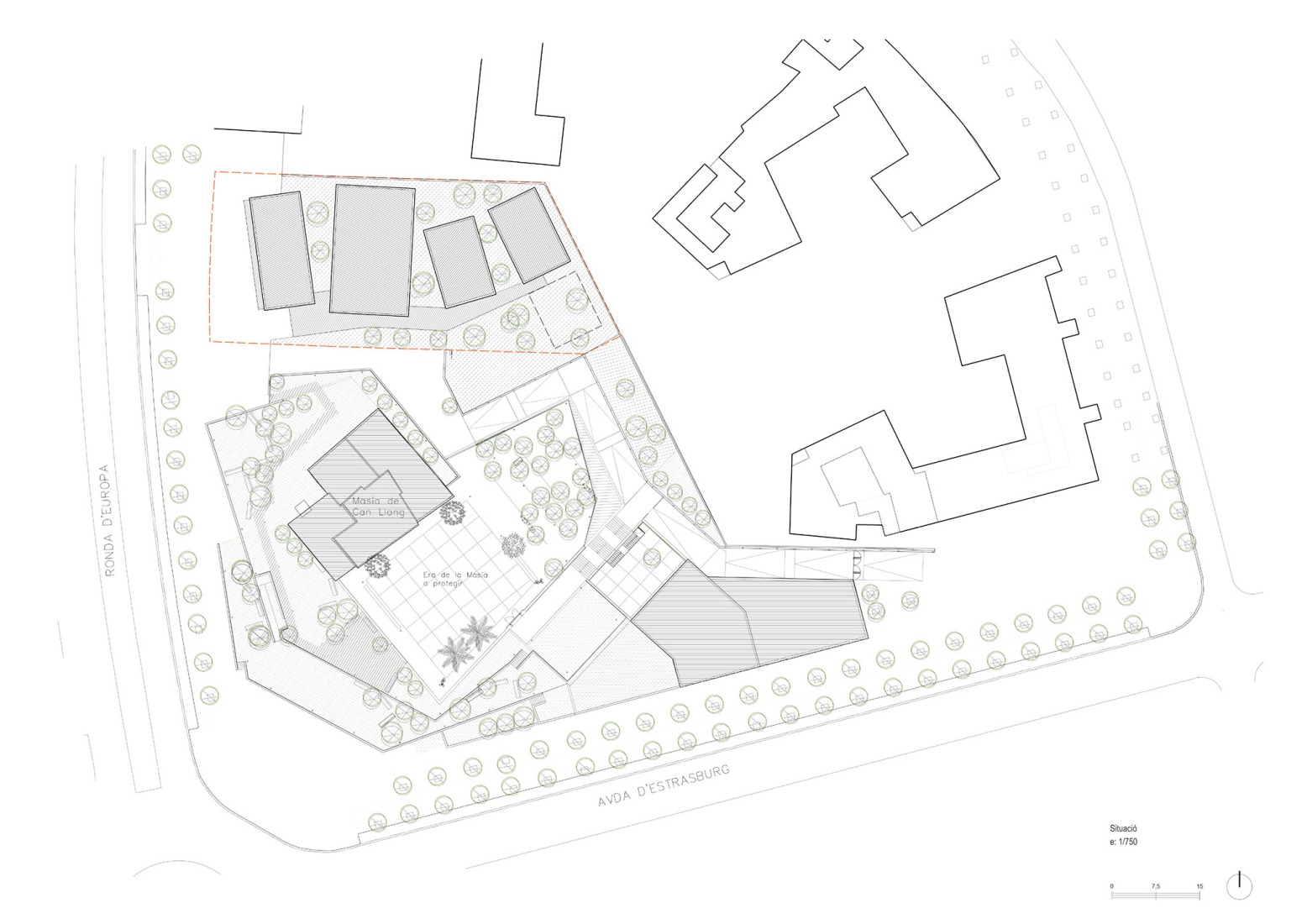 Site plan. Can llong primary health care centre by Comas-Pont arquitectes. Site plan. Can llong primary health care centre by Comas-Pont arquitectes.