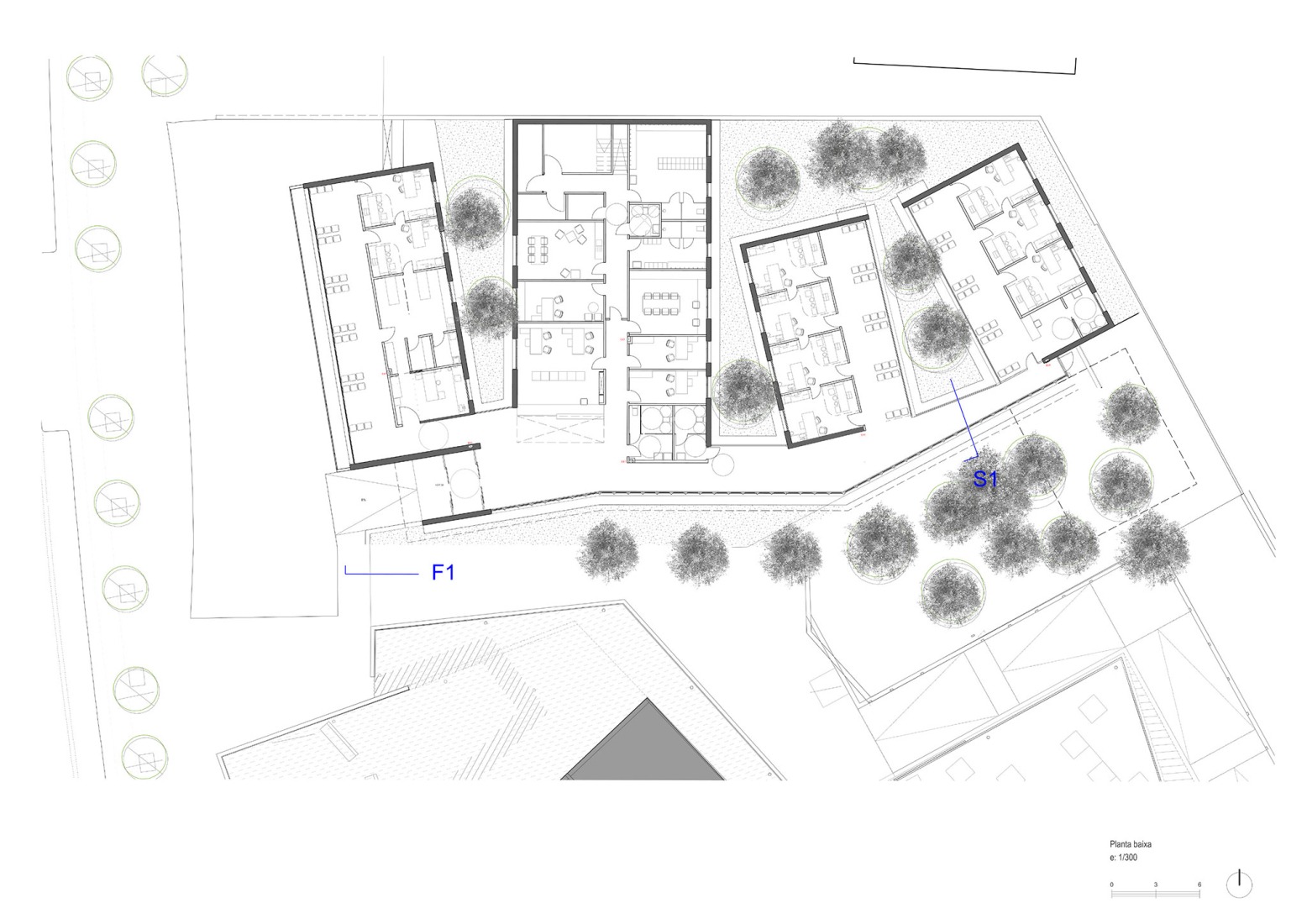 Ground floor plan. Can llong primary health care centre by Comas-Pont arquitectes. Ground floor plan. Can llong primary health care centre by Comas-Pont arquitectes.