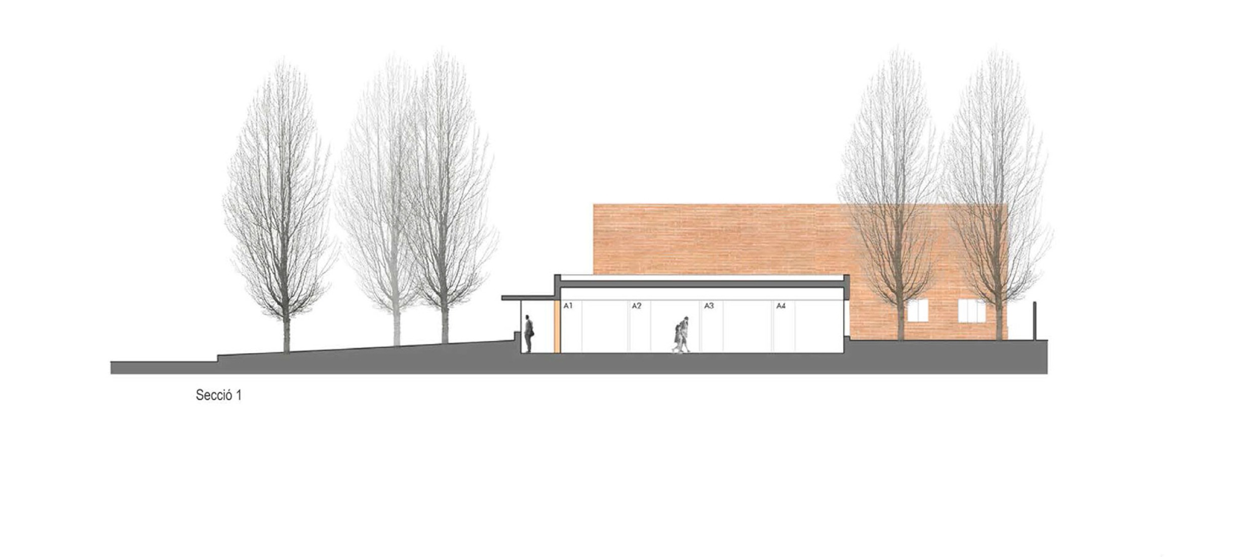 Section. Can llong primary health care centre by Comas-Pont arquitectes. Section. Can llong primary health care centre by Comas-Pont arquitectes.