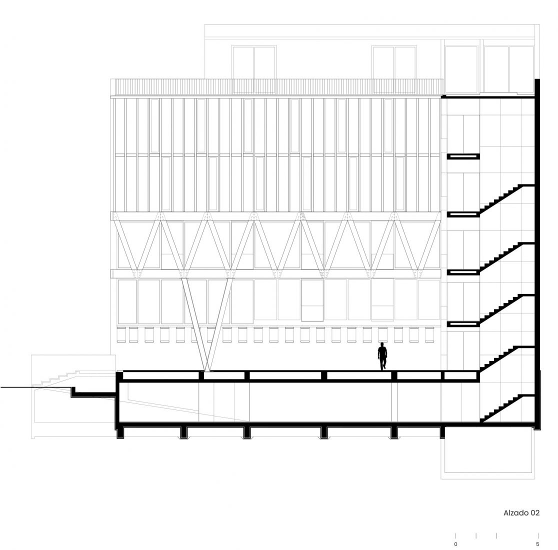 Elevation-section. El Jardín Anatole by Dellekamp / Schleich.  Elevation-section. El Jardín Anatole by Dellekamp / Schleich.