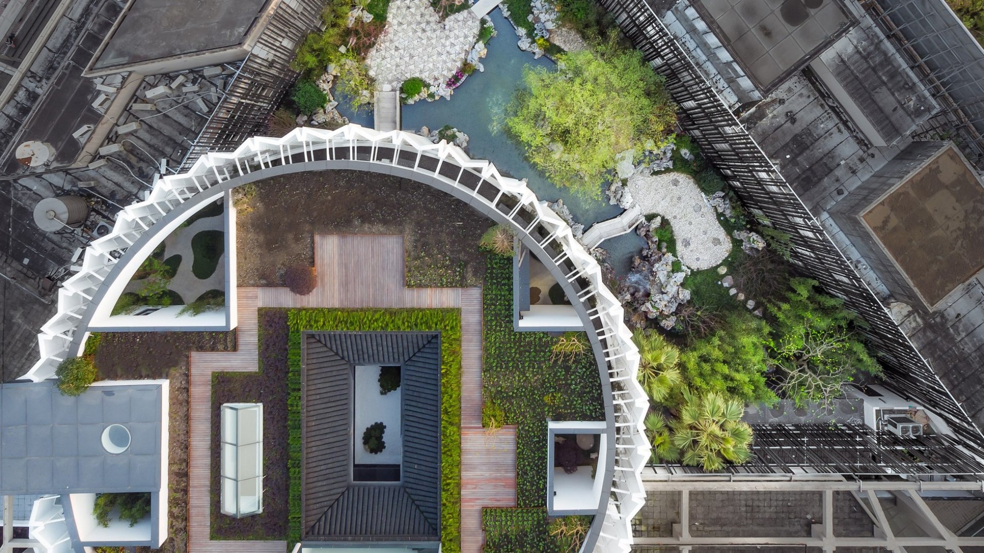 Detalle vista de pájaro. Eight tenths Garden por Wutopia Lab. Fotografía © CreatAR Detalle vista de pájaro. Eight tenths Garden por Wutopia Lab. Fotografía © CreatAR