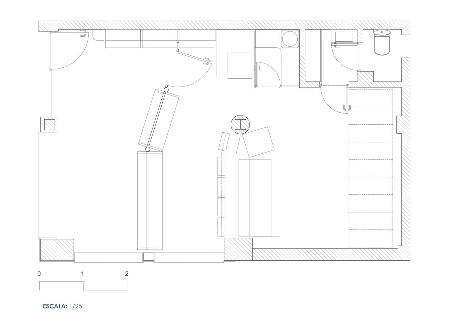 Plan of the previous state. Farmacia Artilleros by Adam Bresnick. Plan of the previous state. Farmacia Artilleros by Adam Bresnick.