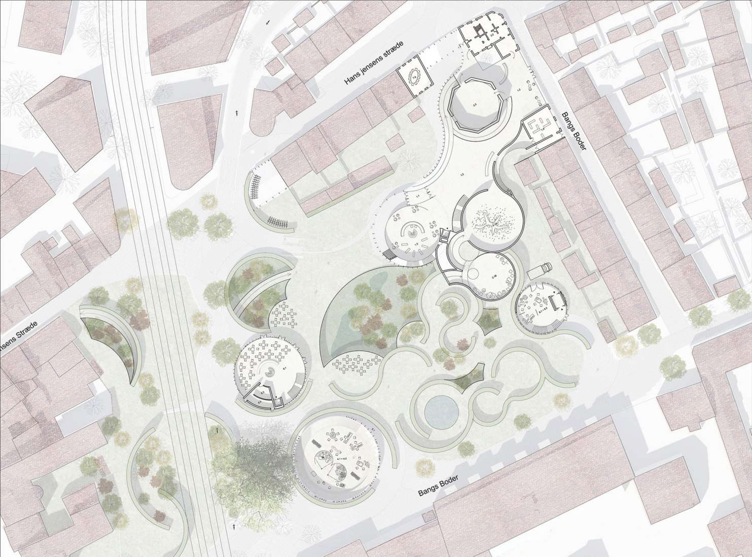 Ground floor plan by Cornelius Vöge and MASU. H.C. Andersen’s House by Kengo Kuma. Ground floor plan by Cornelius Vöge and MASU. H.C. Andersen’s House by Kengo Kuma.