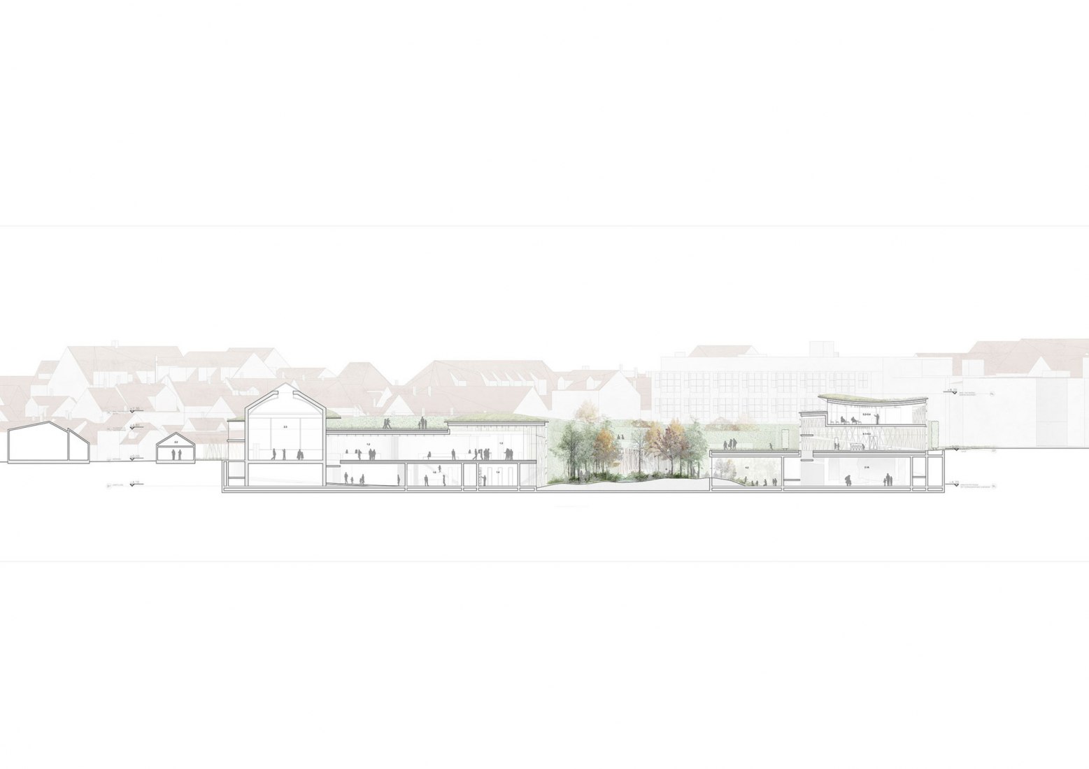 Longitudinal section, Cornelius Vöge and MASU. H.C. Andersen’s House by Kengo Kuma. Longitudinal section, Cornelius Vöge and MASU. H.C. Andersen’s House by Kengo Kuma.