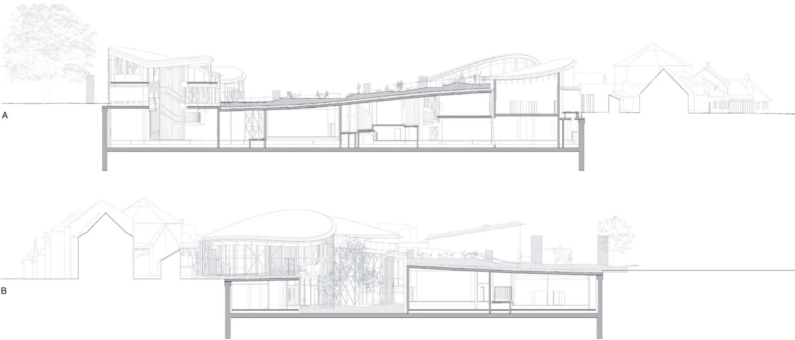 Section, Cornelius Vöge and MASU. H.C. Andersen’s House by Kengo Kuma. Section, Cornelius Vöge and MASU. H.C. Andersen’s House by Kengo Kuma.