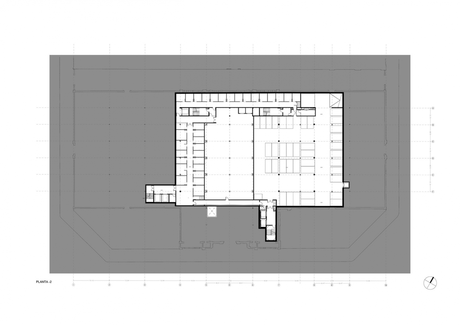 Level -2 floor plan of the Ninot Market in Barcelona, reformed by Josep Lluís Mateo.  Level -2 floor plan of the Ninot Market in Barcelona, reformed by Josep Lluís Mateo.