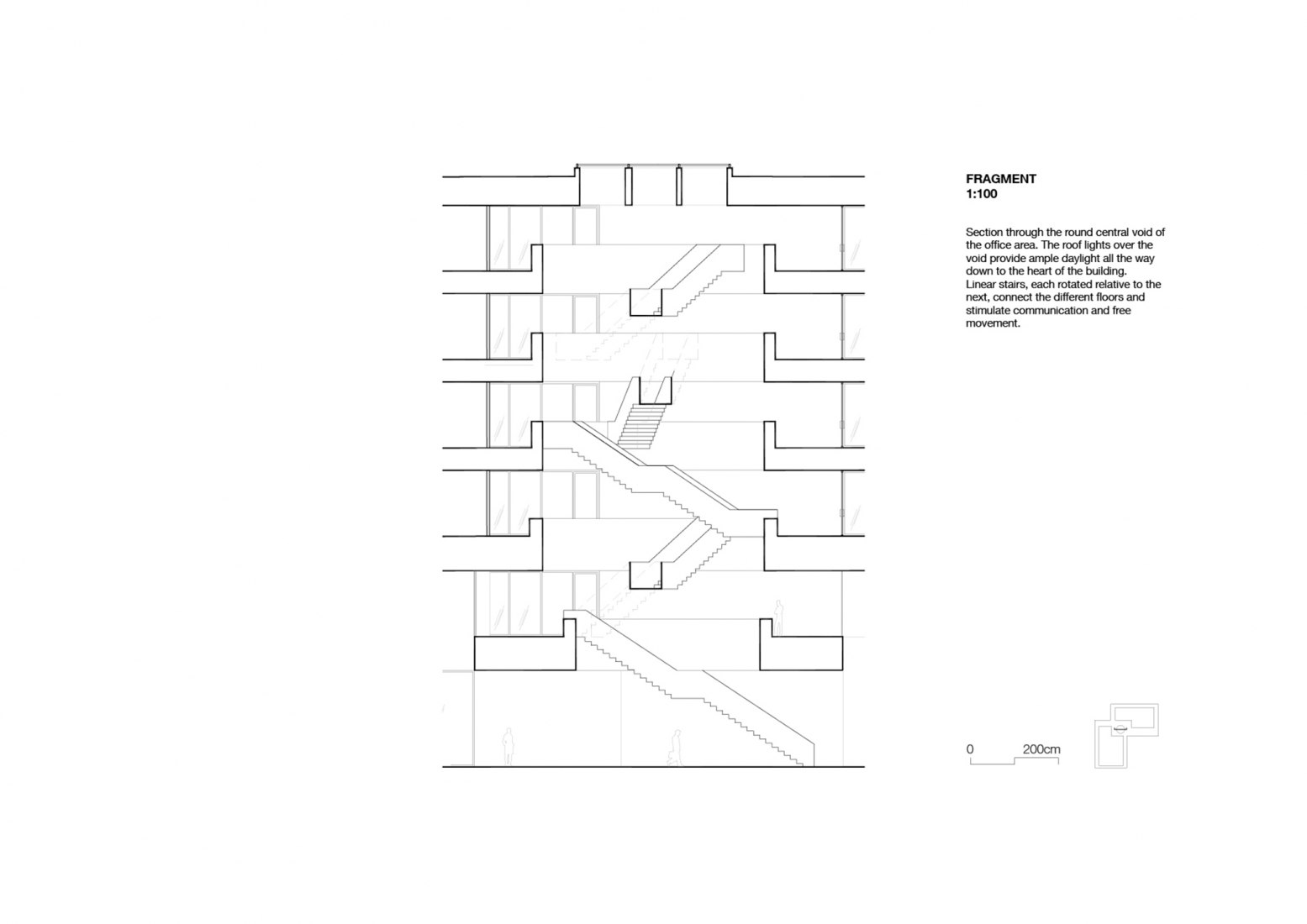 Section through the round central void. Courthouse Amsterdam by KAAN Architecten Section through the round central void. Courthouse Amsterdam by KAAN Architecten