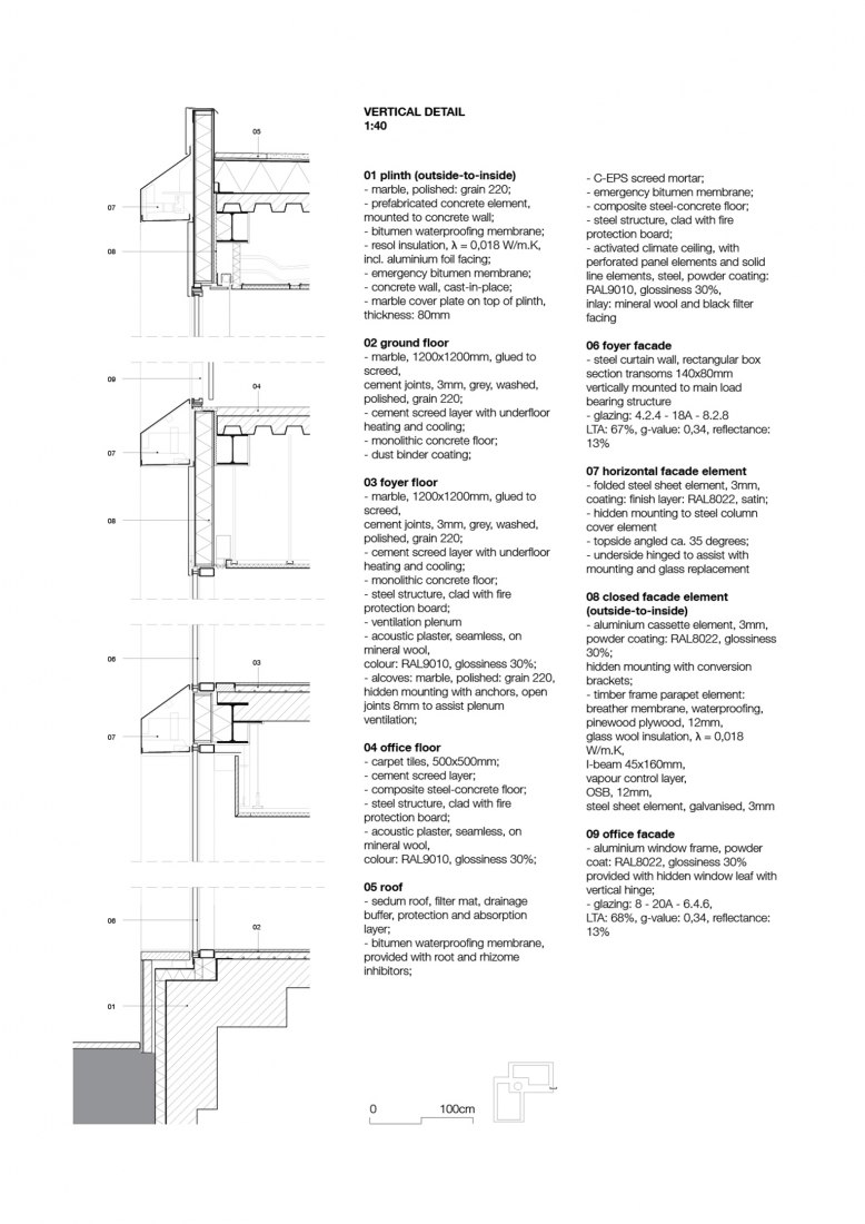 Vertical detail. Courthouse Amsterdam by KAAN Architecten Vertical detail. Courthouse Amsterdam by KAAN Architecten