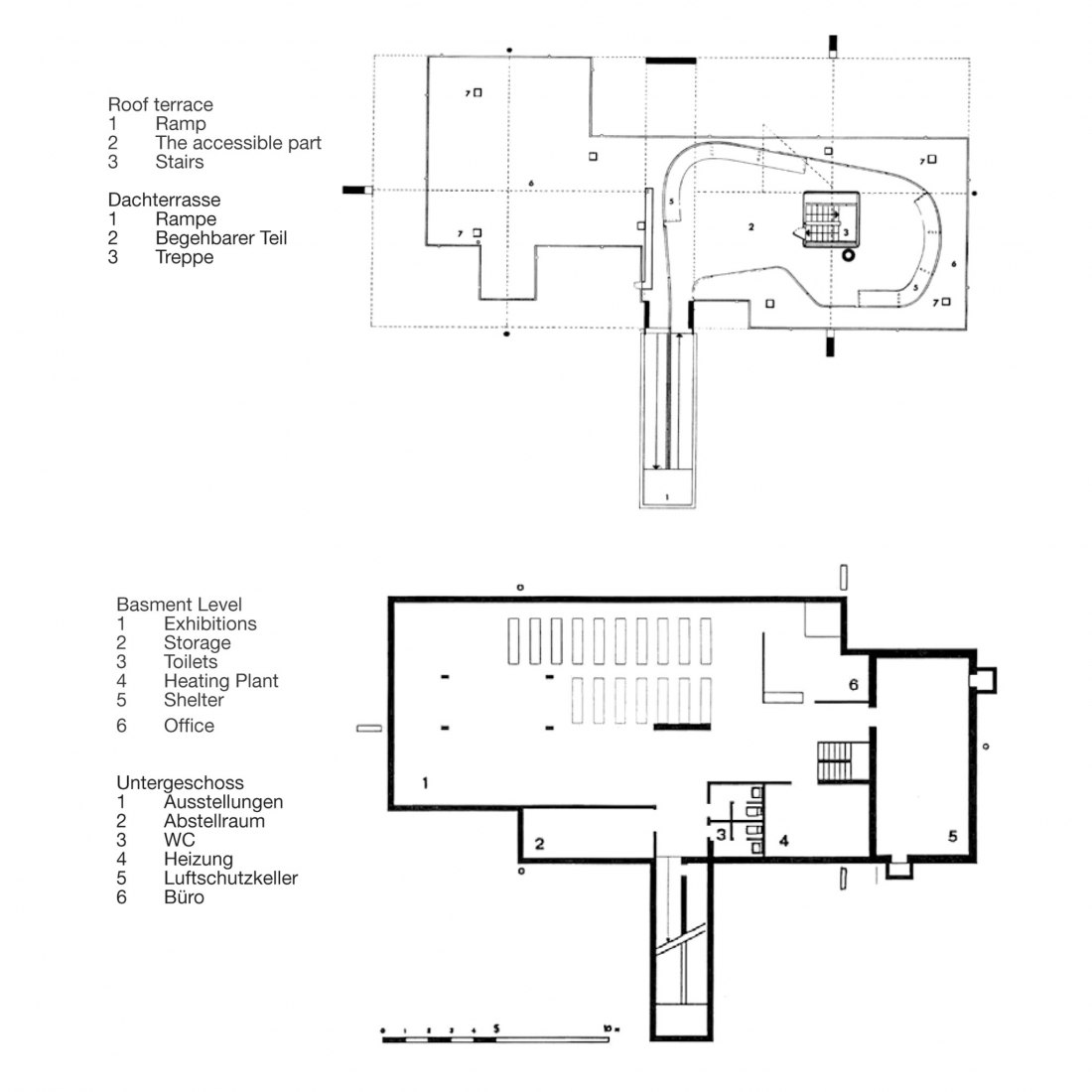 Planta de cubierta y sótano. Maison d'Homme por Le Corbusier Planta de cubierta y sótano. Maison d'Homme por Le Corbusier