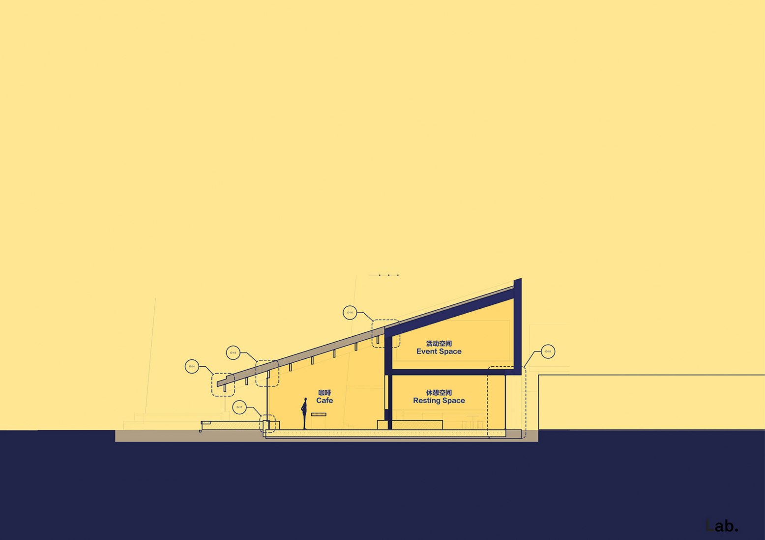 Sección. Reinventando el concepto de aldea rural. WAAAM por llLab. Sección. Reinventando el concepto de aldea rural. WAAAM por llLab.