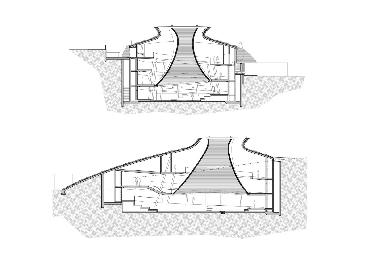 Section. The Mount Herzl Memorial Hall by Kimmel Eshkolot Architects. Section. The Mount Herzl Memorial Hall by Kimmel Eshkolot Architects.