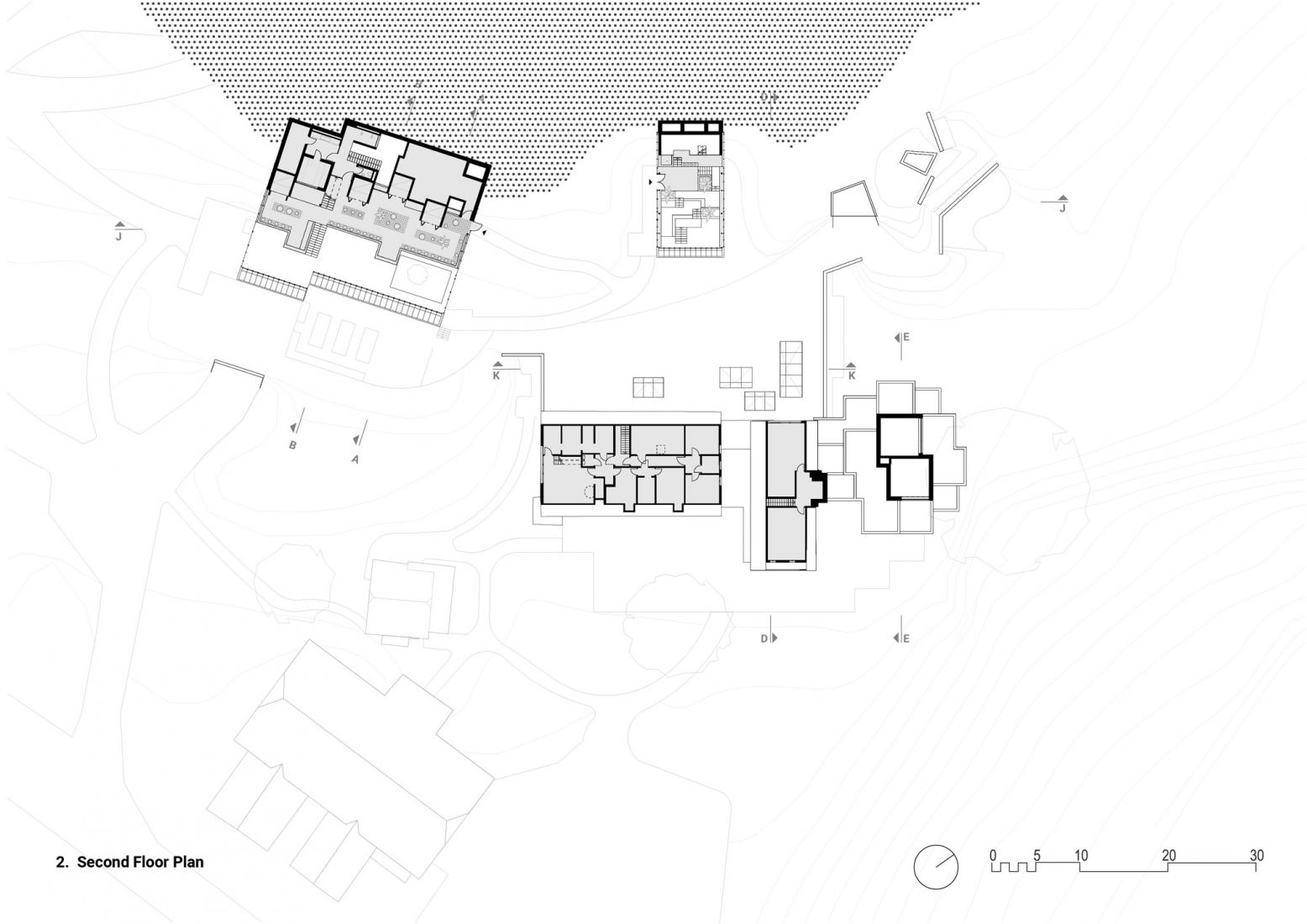 Plano de planta segunda. Restaurante Steirereck en el Pogusch por PPAG architects. Plano de planta segunda. Restaurante Steirereck en el Pogusch por PPAG architects.