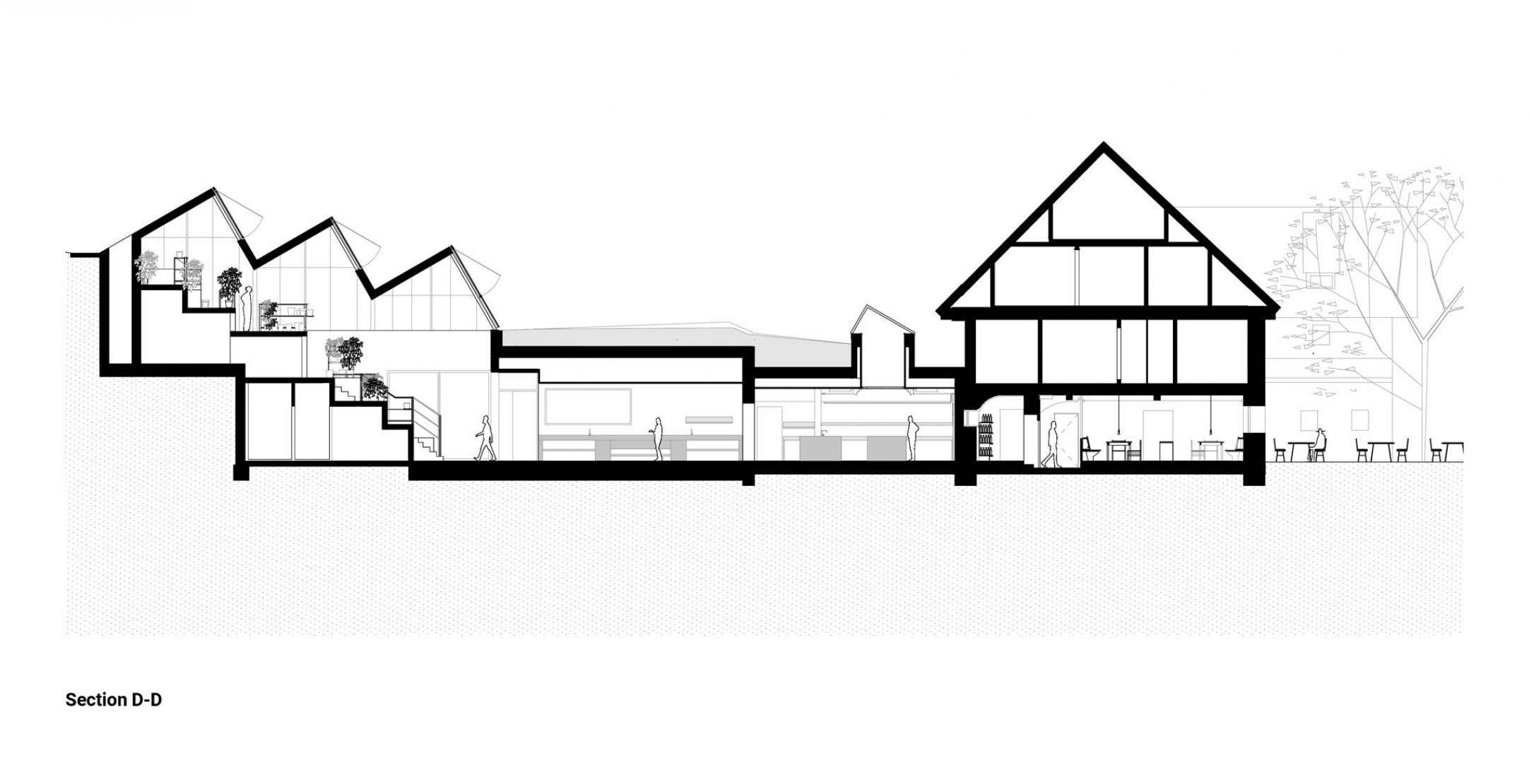 Sección. Restaurante Steirereck en el Pogusch por PPAG architects. Sección. Restaurante Steirereck en el Pogusch por PPAG architects.