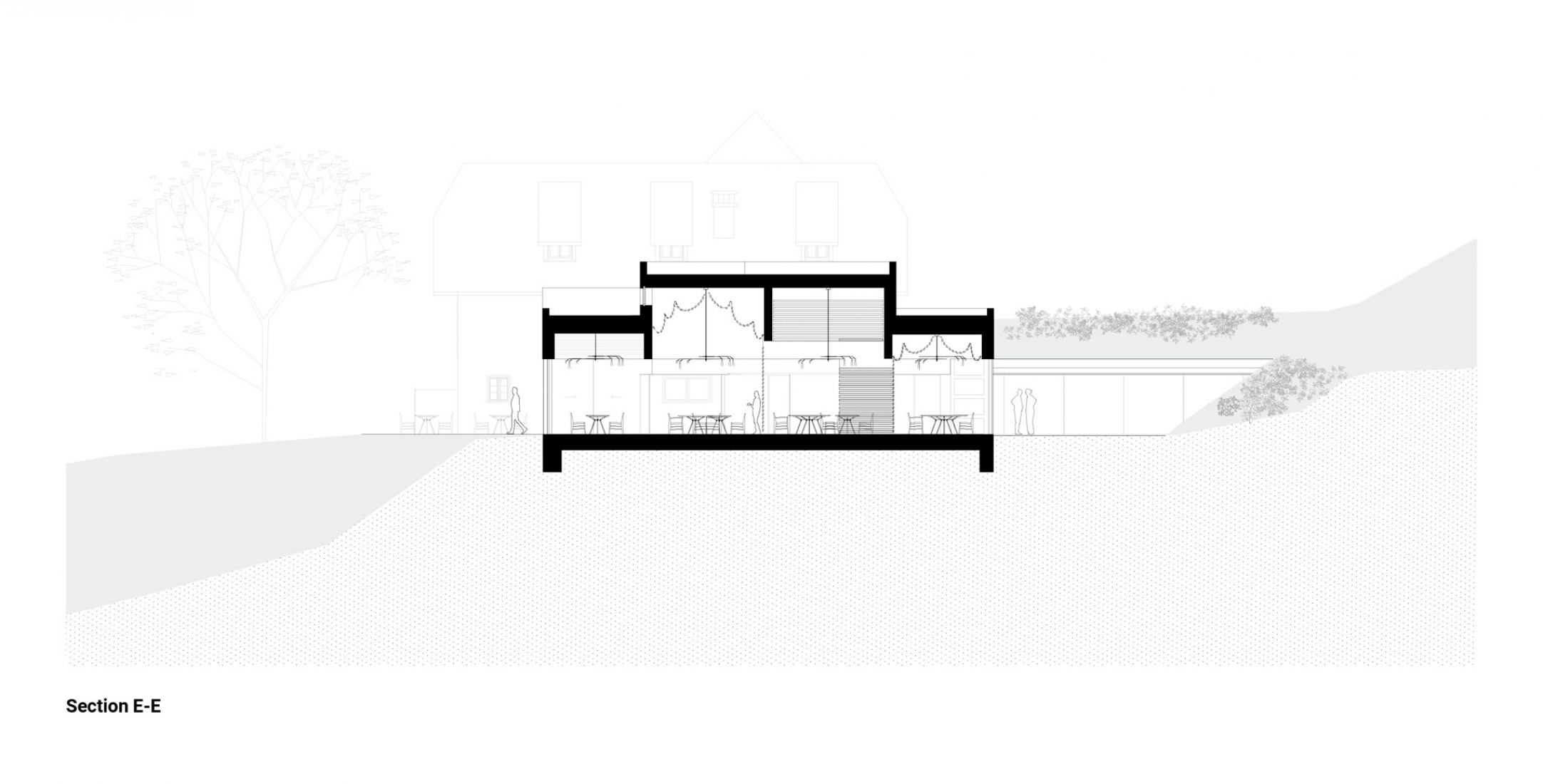 Sección. Restaurante Steirereck en el Pogusch por PPAG architects. Sección. Restaurante Steirereck en el Pogusch por PPAG architects.