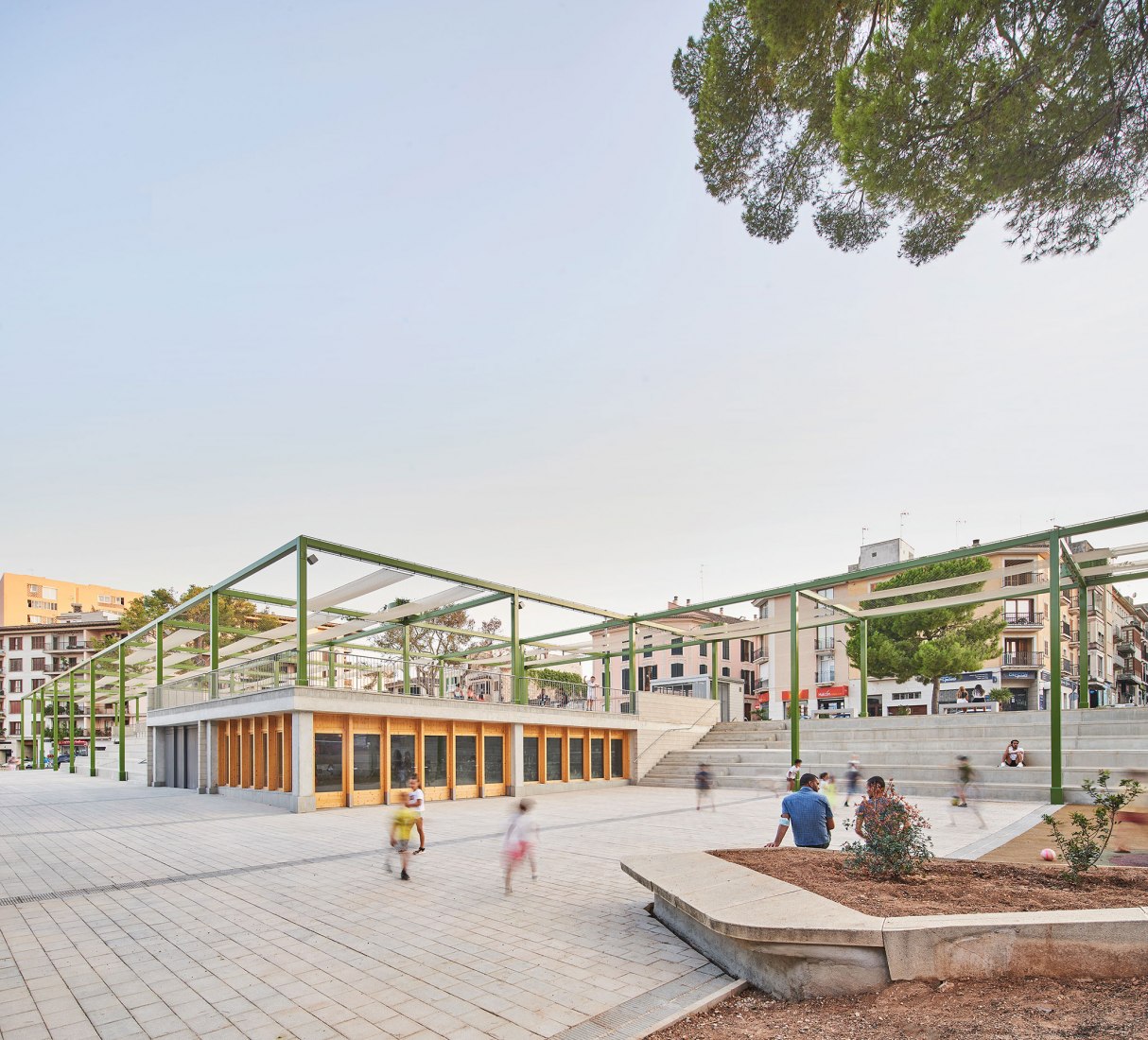 Elevation civic room. Fonamental. Renovation of Plaza Mallorca by Son Estudi. Photography by Jose Hevia  Elevation civic room. Fonamental. Renovation of Plaza Mallorca by Son Estudi. Photography by Jose Hevia