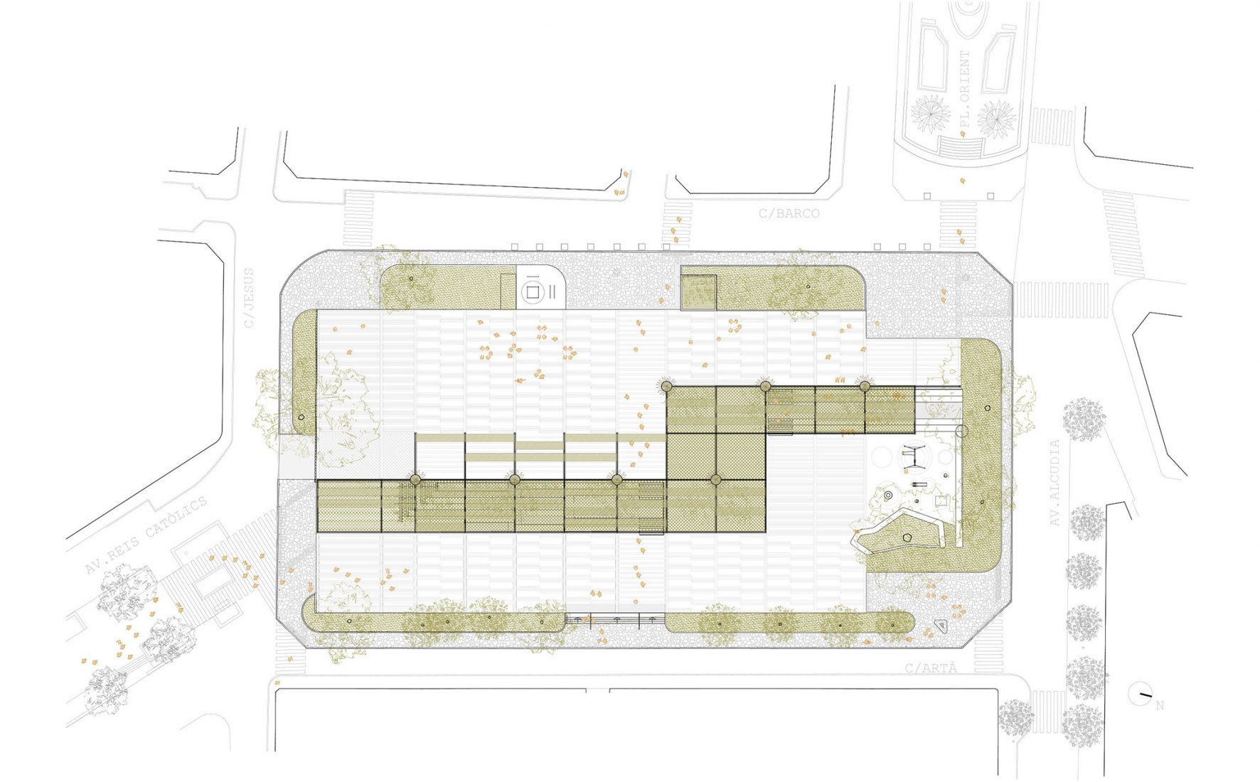 2021 square-roof-pergola plan. Fonamental. Plaza Mallorca renovation by Son Estudi. 2021 square-roof-pergola plan. Fonamental. Plaza Mallorca renovation by Son Estudi.