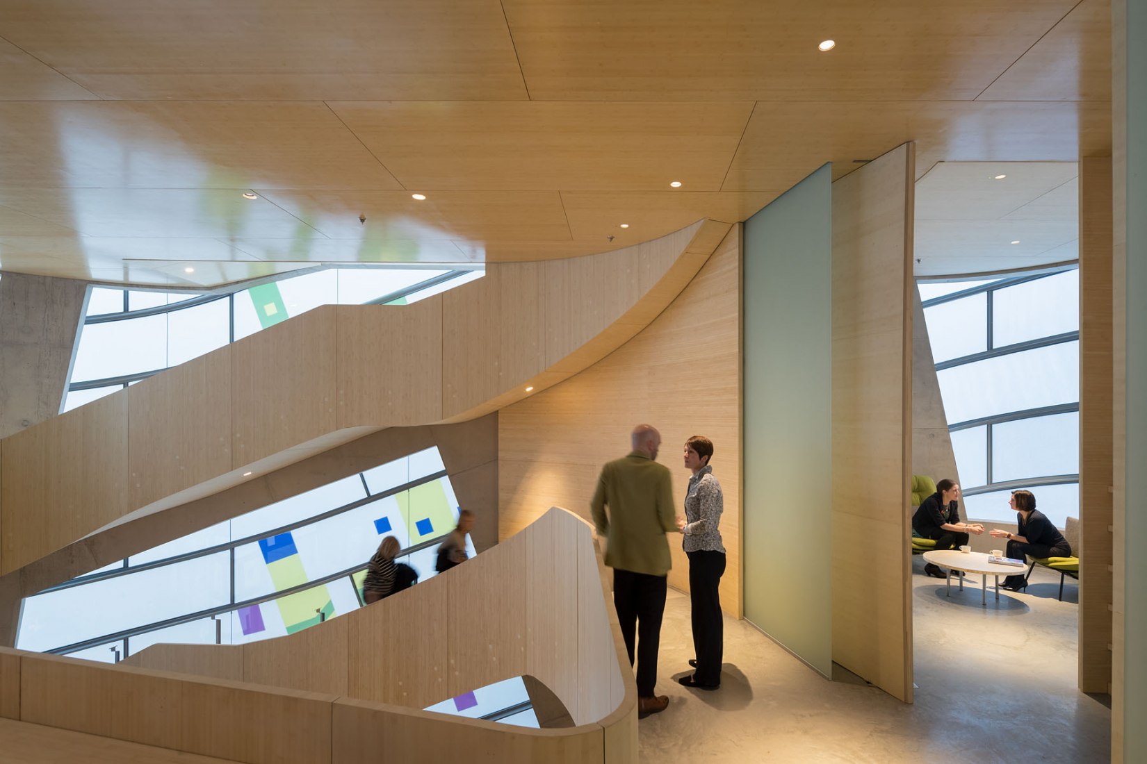 Sunset view. New Maggie's Centre by Steven Holl. Photograph © Iwan Baan