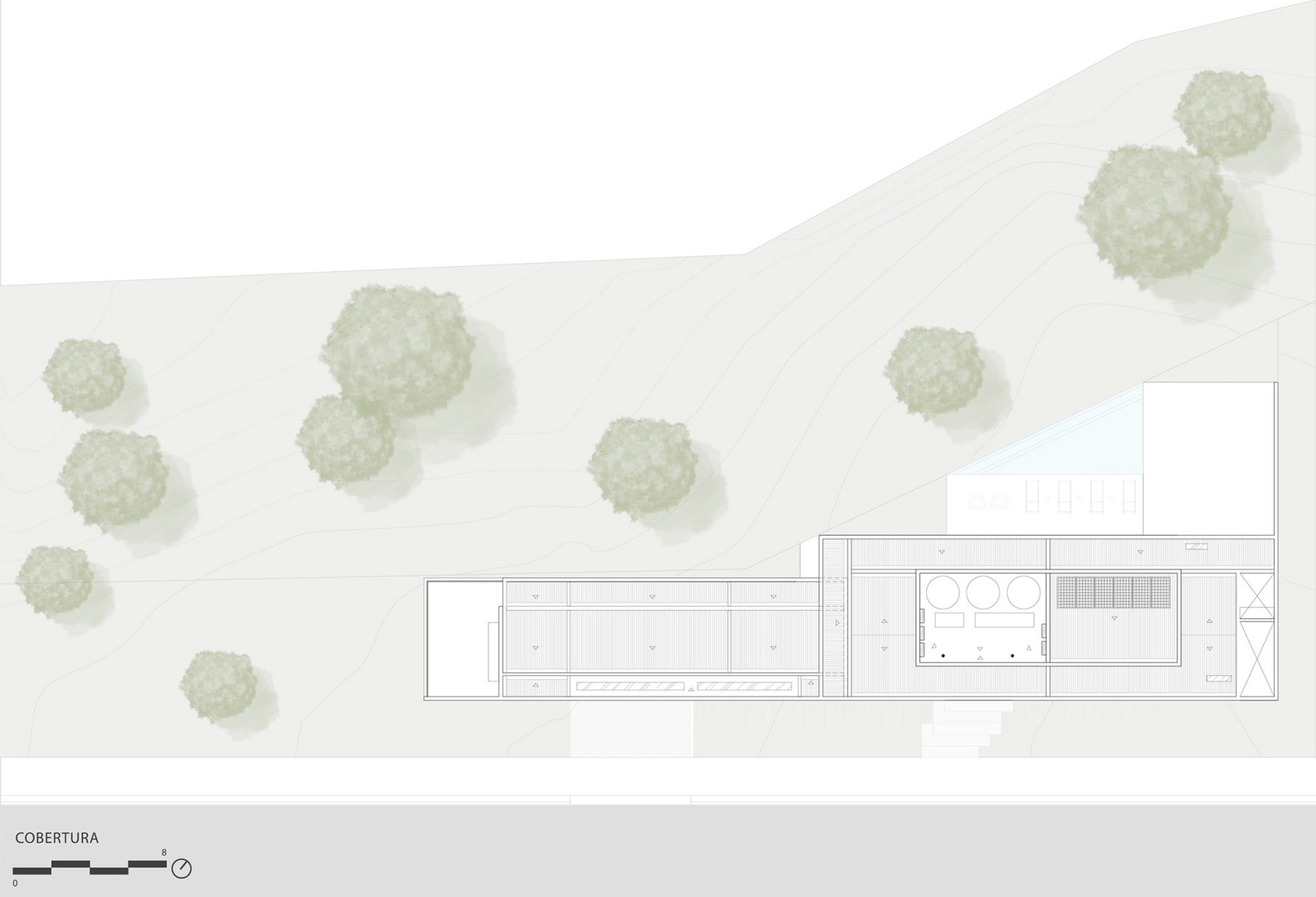 Roof floor plan. Casa Paineiras by Studio Bruno Porto.