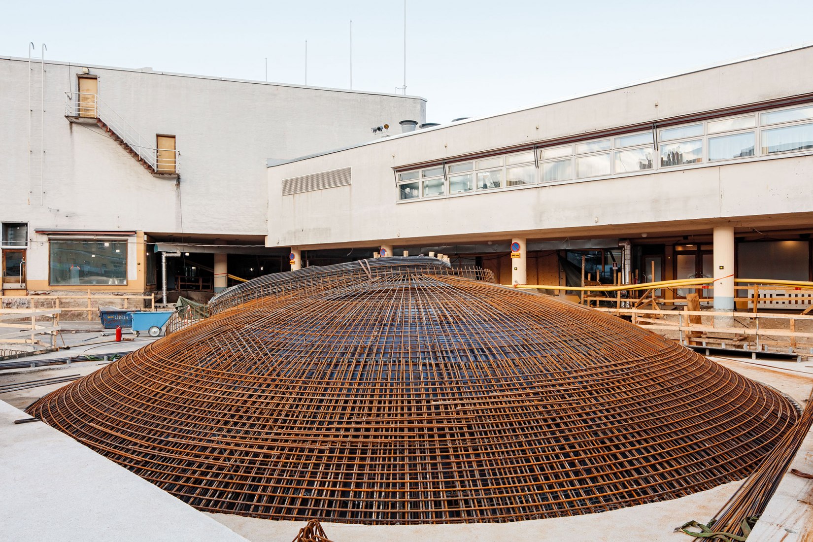 Construction view. Amos Rex by JKMM Architects. Photograph by Tuomas Uusheimo