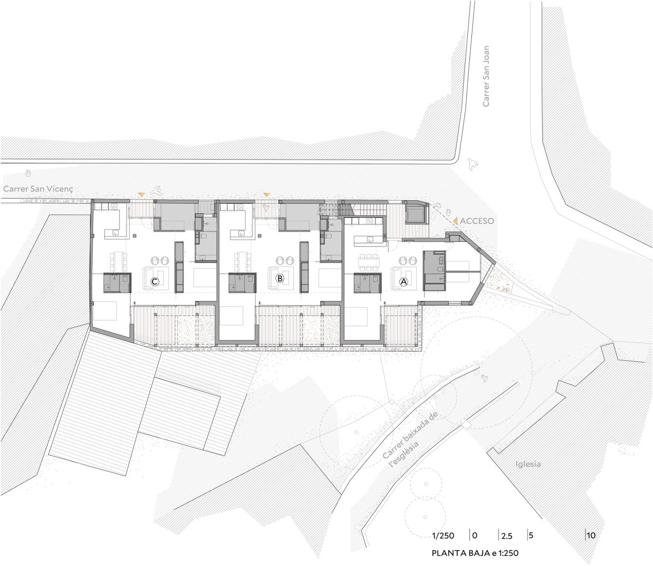 Ground floor plan. 6 houses in Cabrera de Mar by Twobo + Luis Twose Ground floor plan. 6 houses in Cabrera de Mar by Twobo + Luis Twose