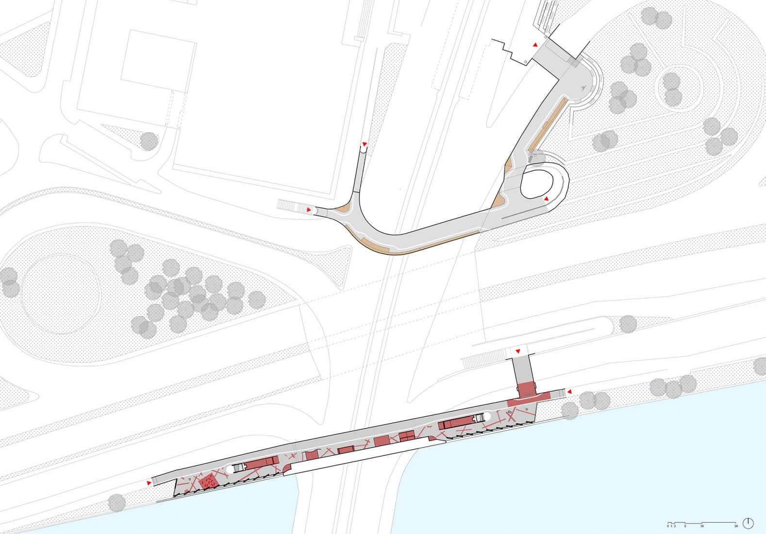 Site plan. Vltavská Underground by U / U studio.