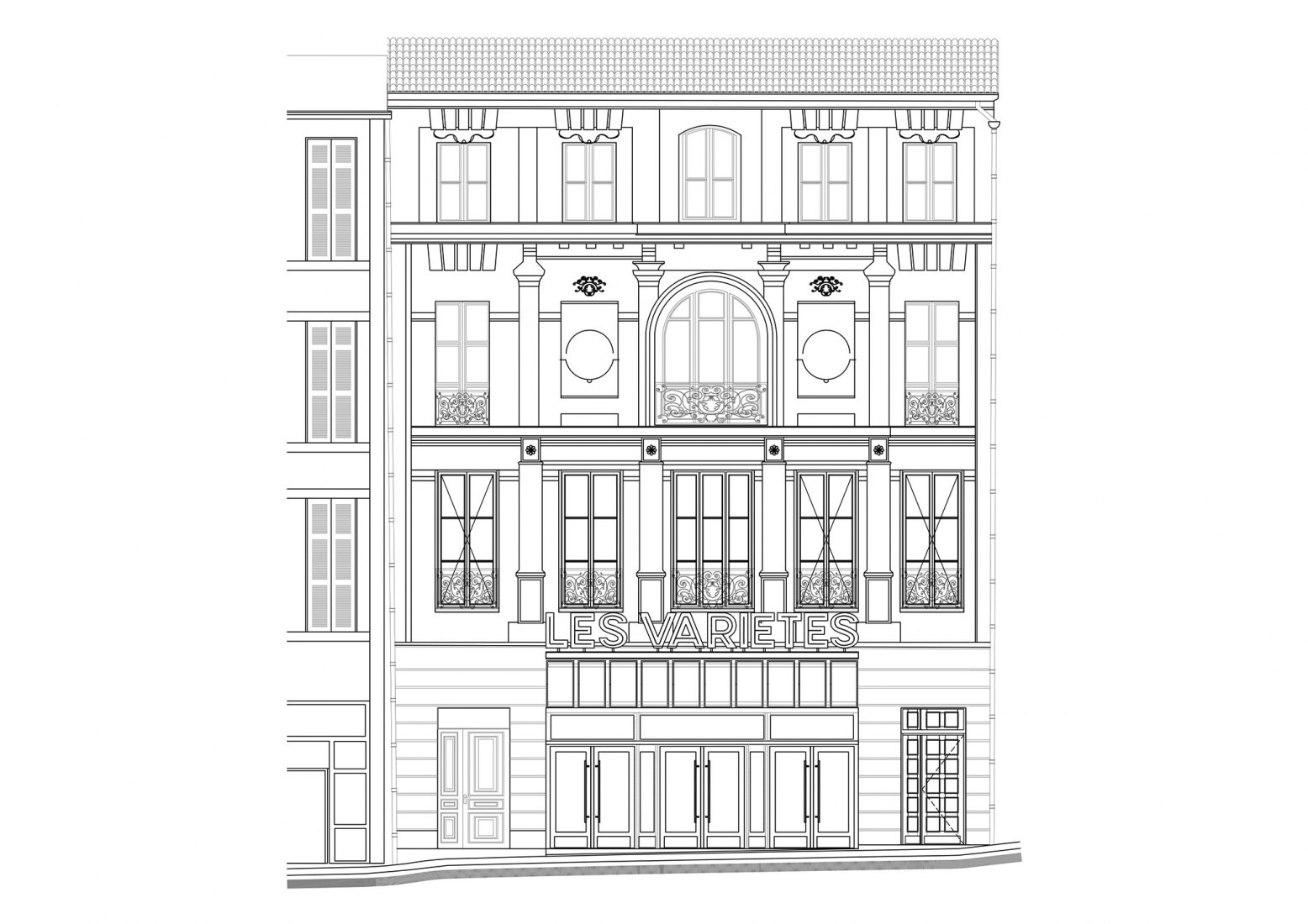 Main elevation. New Cinéma les Variétés by Atelier d'Architecture Lalo.