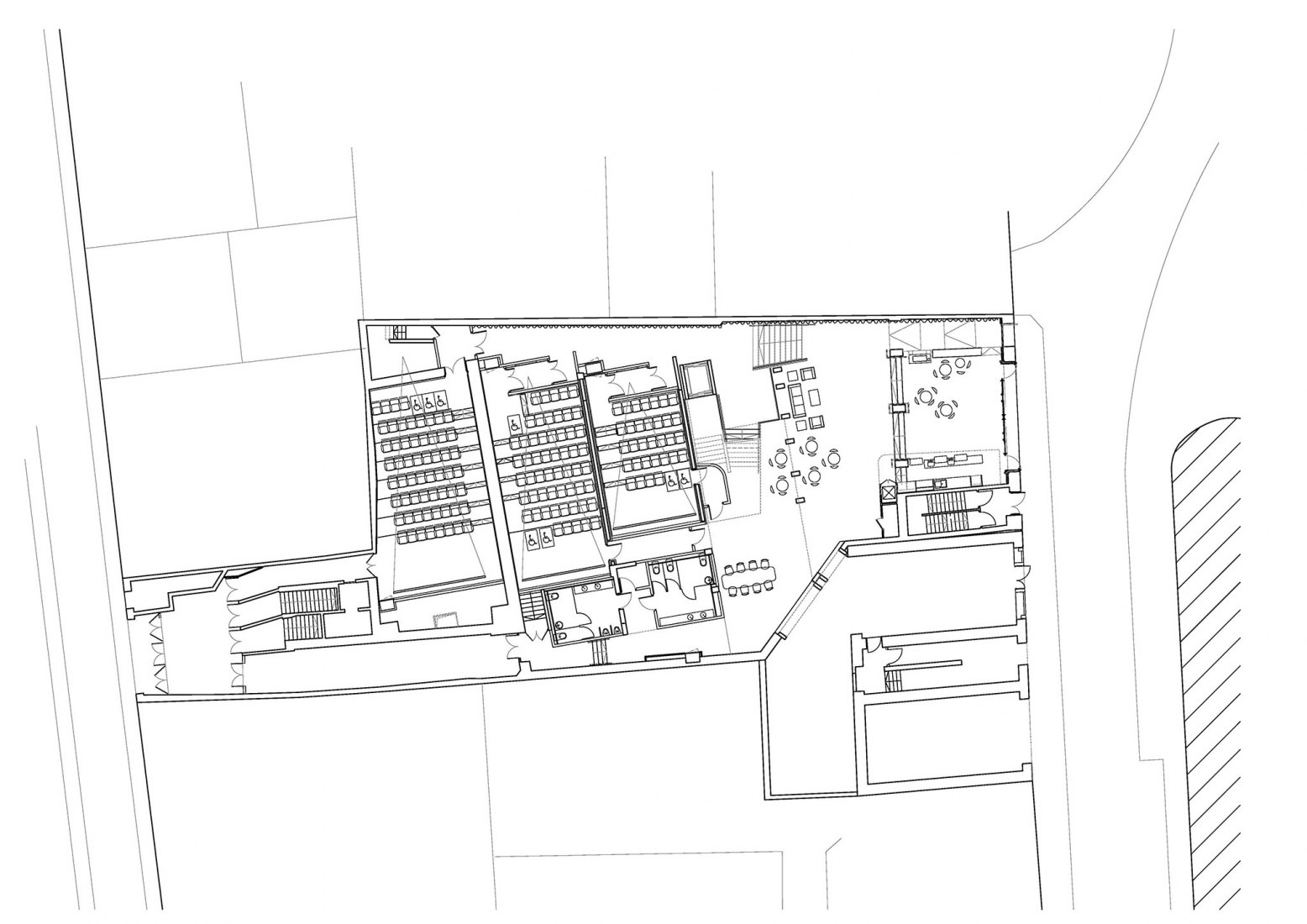 Ground floor plan. New Cinéma les Variétés by Atelier d'Architecture Lalo.