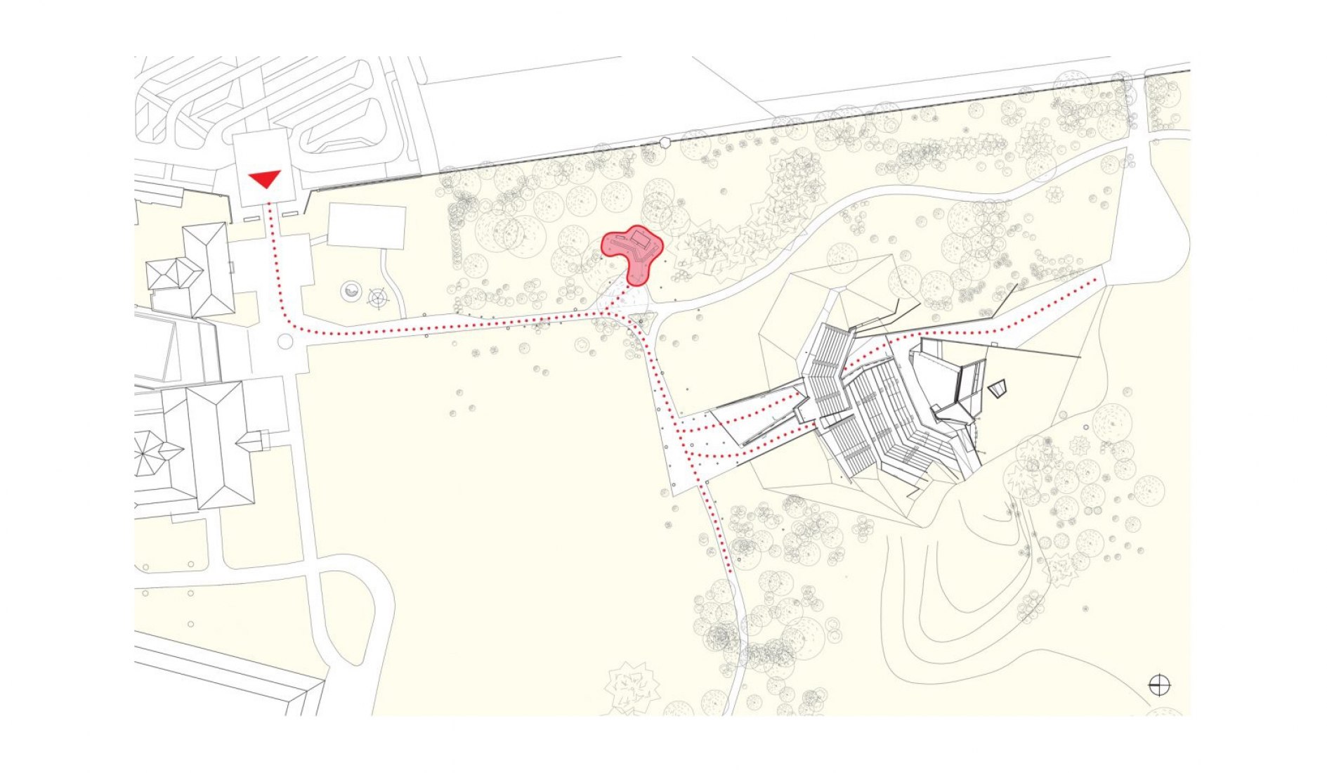 Site plan. “Wolke 7” a pavilion in Grafenegg Castle Garden by tnE Architects.