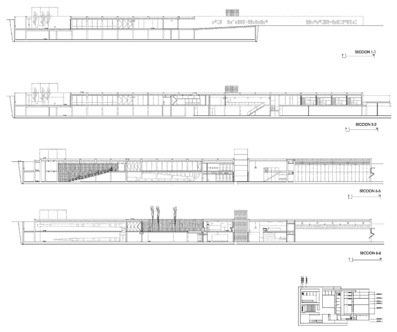 Madinat al Zahra. Longitudinal section.