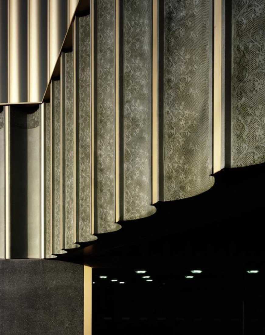 Detail of the lace patterned facade. Nottingham Contemporary by Caruso St John Architects. Photography © Helene Binet. Detail of the lace patterned facade. Nottingham Contemporary by Caruso St John Architects. Photography © Helene Binet.