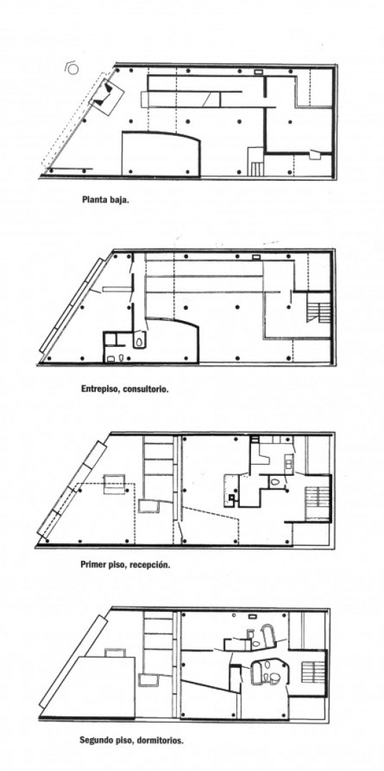 Plantas. Casa Curutchet por Le Corbusier.