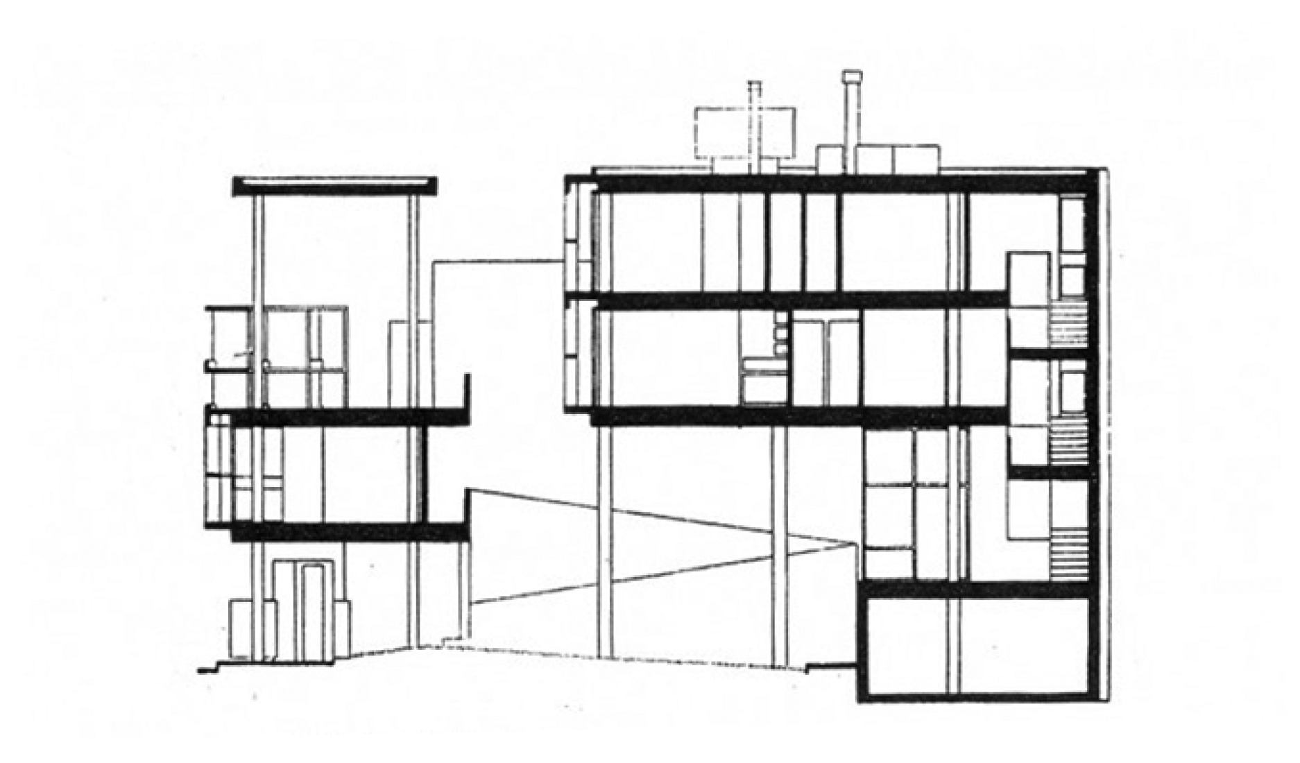 Sección. Casa Curutchet por Le Corbusier.