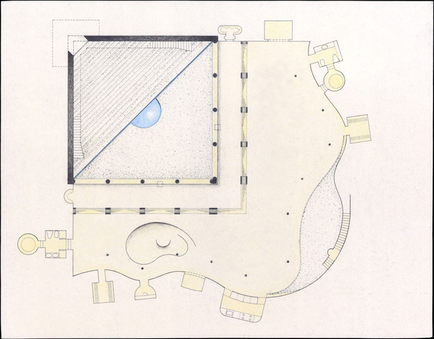 Planta. Casa de Retiro Espiritual, Sevilla, España, 1978. © Emilio Ambasz.