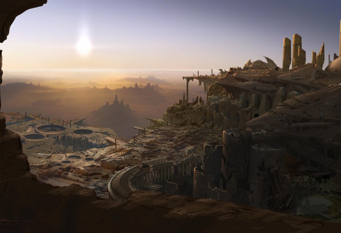 Conceptual Art of the Barsoom highland ruins. ©2011 Disney. JOHN CARTER™ ERB, Inc.