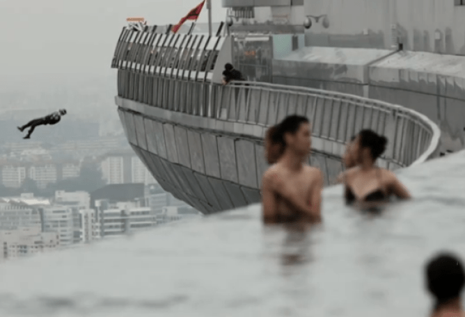 Marina Bay Sands Skypark BASE Jump. Singapore 2012