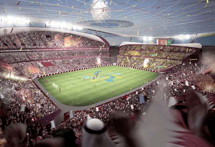 Interior. Renderización del Estadio de Lusail en Catar por Foster + Partners.