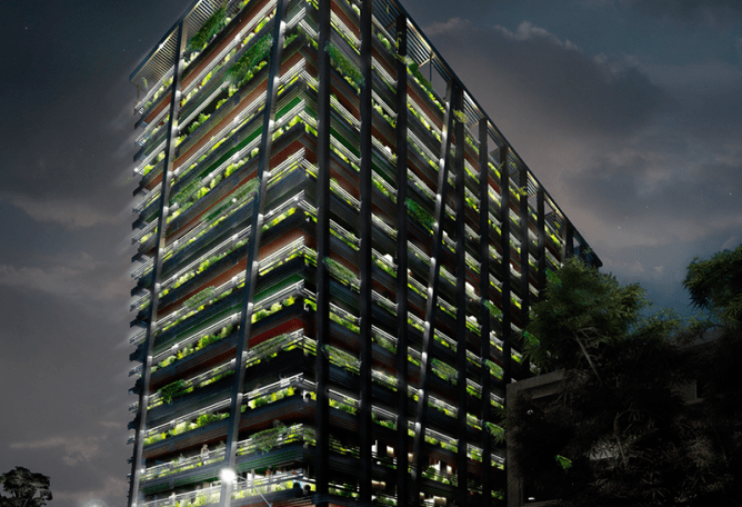 Visualización nocturna. Hallmark House por David Adjaye. Imagen © Adjaye Associates