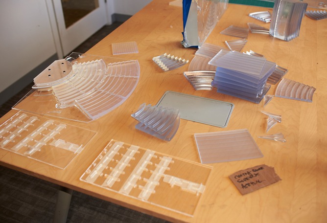 The team tested countless tile designs for the large-scale Fresnel lens, 3D printing prototypes that would eventually evolve into the final tiles.