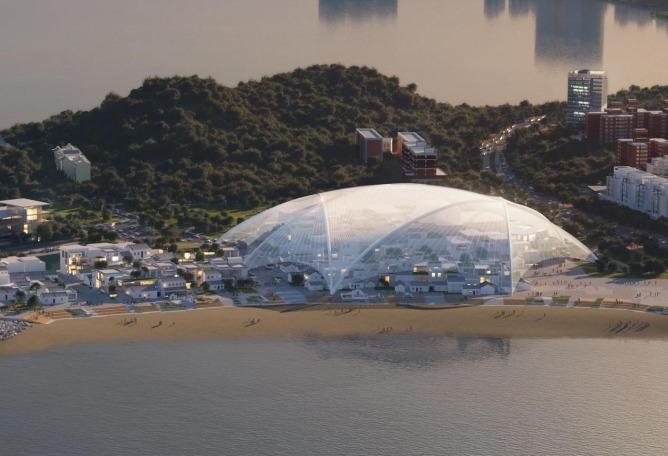 Render of the dome view. Zhuhai Cultural Arts Center by MAD Architects. Courtesy of MAD Architects Render of the dome view. Zhuhai Cultural Arts Center by MAD Architects. Courtesy of MAD Architects