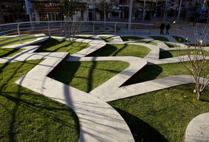 Ricard Viñes Square by Benedetta Tagliabue - EMBT. Photograph by Alex Gaultier