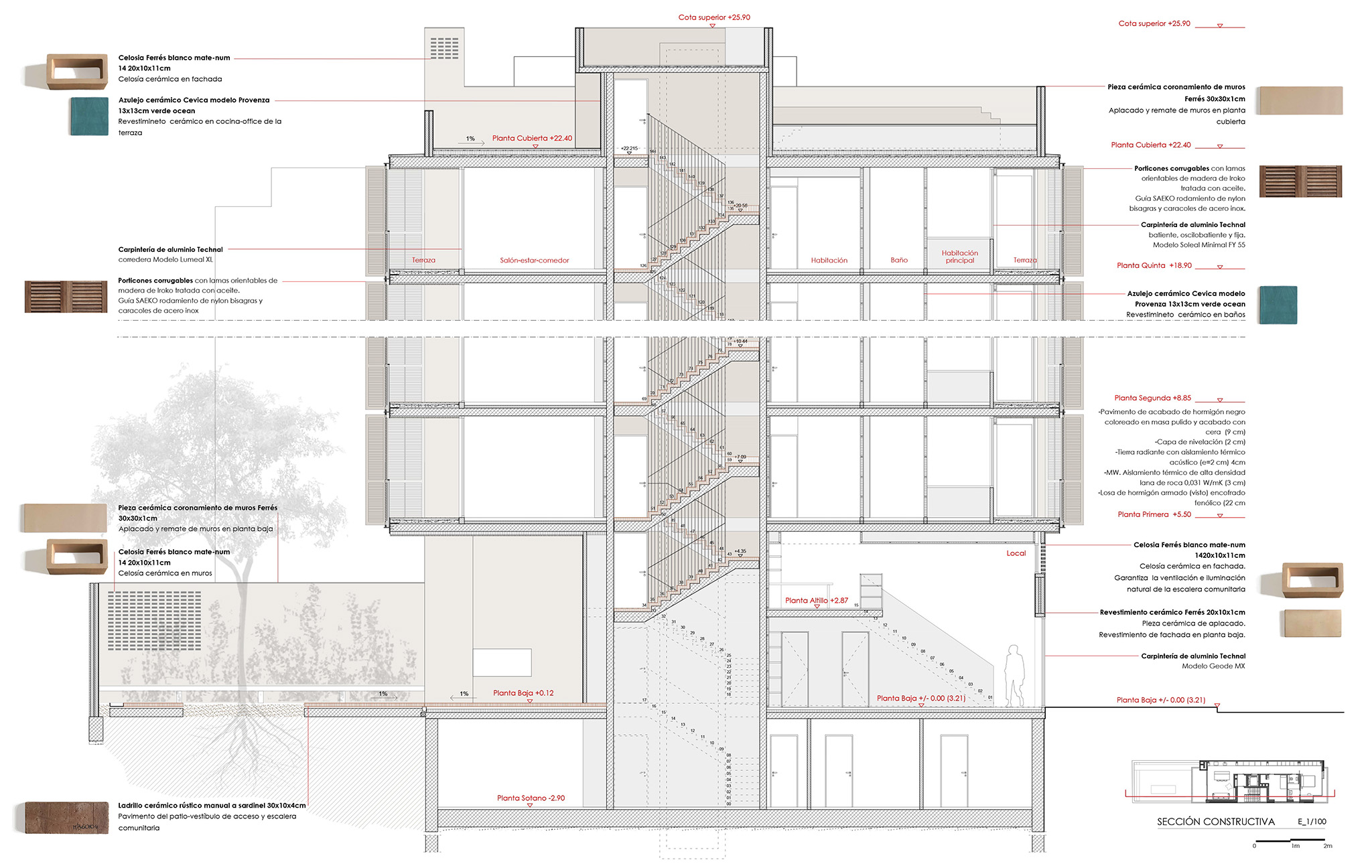 Wrapped between blinds and lattices. Apartment building for 4 friends ...