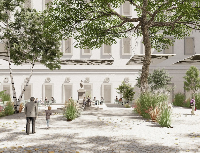 Reconfiguration of the Reina Sofía Museum public areas and access points by Coll-Barreu Arquitectos. Rendering by Coll-Barreu Arquitectos Reconfiguration of the Reina Sofía Museum public areas and access points by Coll-Barreu Arquitectos. Rendering by Coll-Barreu Arquitectos