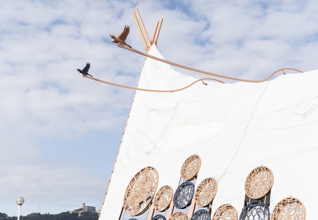 Lightness and denunciation: embroidery as a feminine utopia by Izaskun Chinchilla Architects. Photograph by Mikel Blasco. Image courtesy by Mugak/2025 Lightness and denunciation: embroidery as a feminine utopia by Izaskun Chinchilla Architects. Photograph by Mikel Blasco. Image courtesy by Mugak/2025