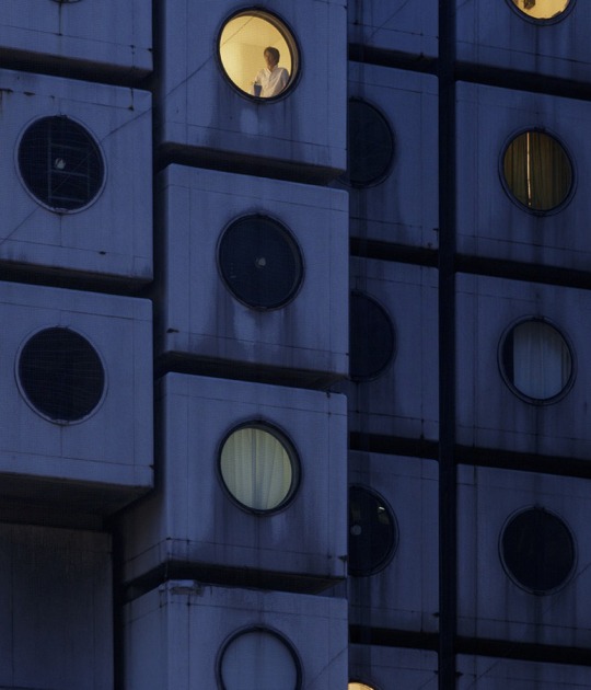 Nakagin Capsule Tower, 2016. Jeremie Souteyrat (French, born 1979). Digital photograph for wallpaper Nakagin Capsule Tower, 2016. Jeremie Souteyrat (French, born 1979). Digital photograph for wallpaper