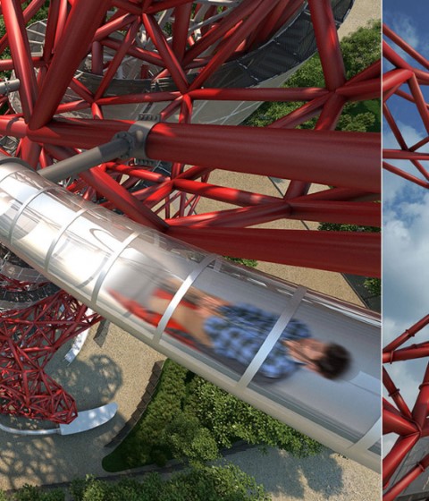 ArcelorMittal Orbit slide by Carsten Höller. Rendering courtesy of ArcelorMittal Orbit ArcelorMittal Orbit slide by Carsten Höller. Rendering courtesy of ArcelorMittal Orbit