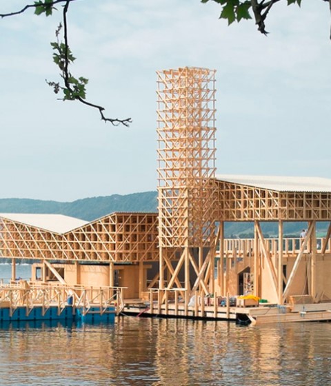 View of the Pavillon of Reflections for Manifesta 11 by Studio Tom Emerson. Photograph © Studio Tom Emerson View of the Pavillon of Reflections for Manifesta 11 by Studio Tom Emerson. Photograph © Studio Tom Emerson