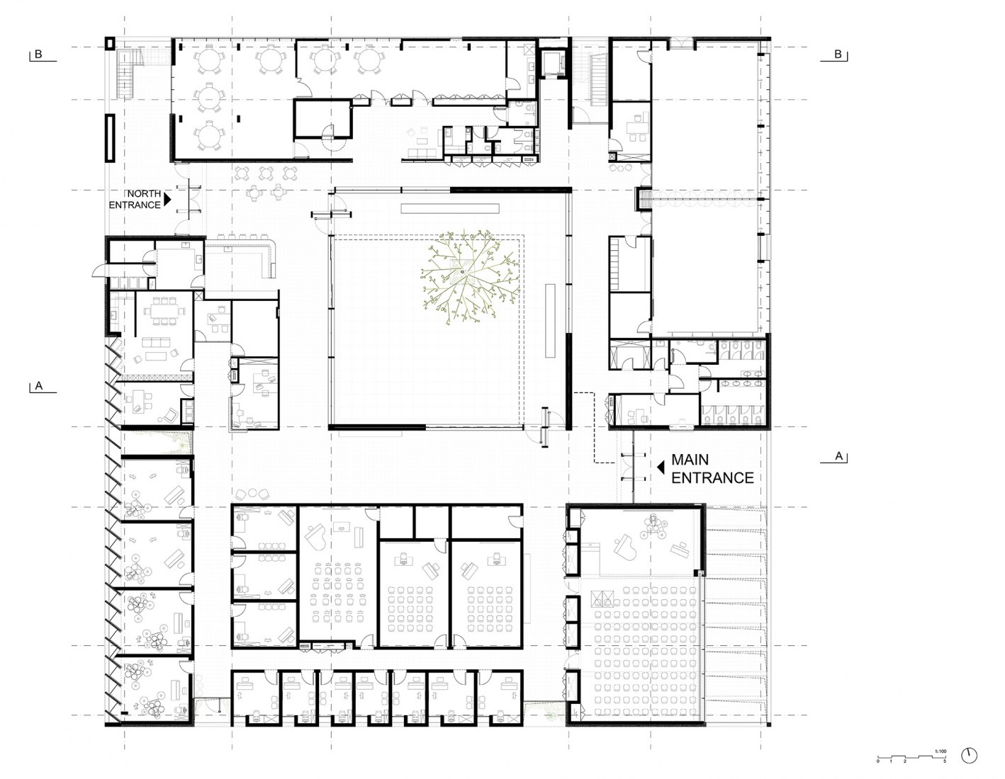 Ground floor plan. TEO Center for Culture, Art and Content by A.Lerman Architects. Ground floor plan. TEO Center for Culture, Art and Content by A.Lerman Architects.