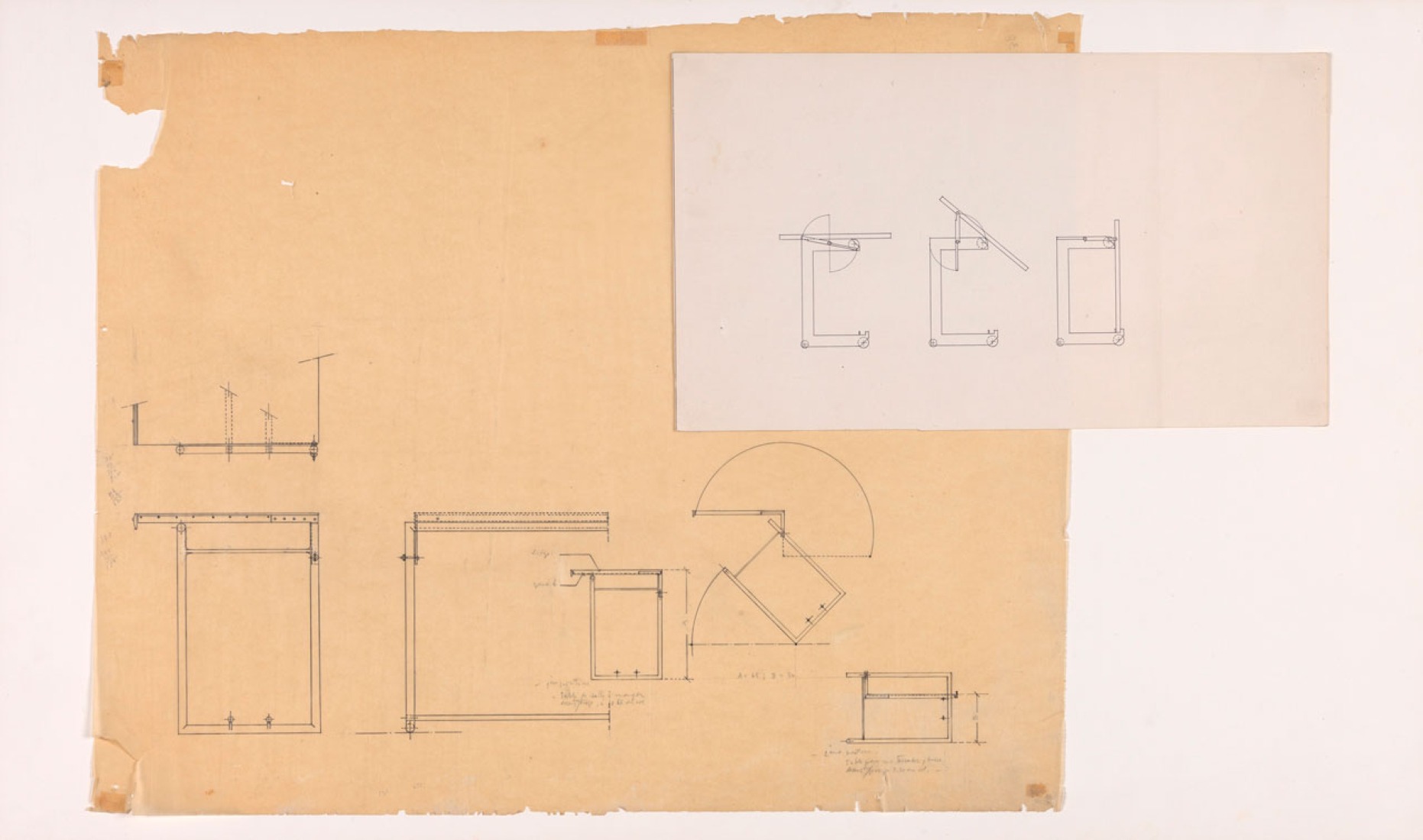 Plan for a Table, c.1920. Pen and pencil on paper. Exhibition Eileen Gray: the private painter. Image courtesy of the Osborne Samuel Gallery.  Plan for a Table, c.1920. Pen and pencil on paper. Exhibition Eileen Gray: the private painter. Image courtesy of the Osborne Samuel Gallery.